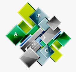 Geometrical design squares abstract banner, glossy shiny effects