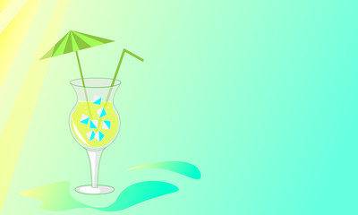 Cocktail beach party concept, copy space.