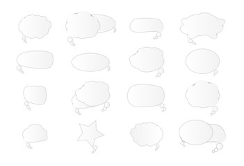 White blank retro speech bubbles set on white background. Vector Illustration
