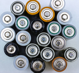 Disposal of batteries and their recycling. ecology concept.