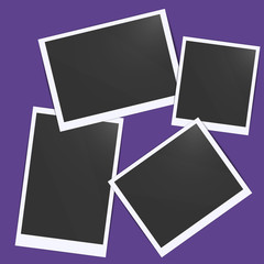 Black empty photo frames isolated on a violet transparent background. Vector illustration old fashion and vintage style.