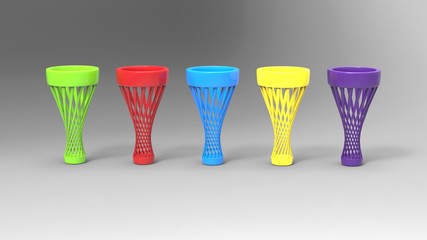 5 colorful vase render 3D