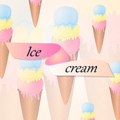 Colorful brochure with ice cream. Vector template.
