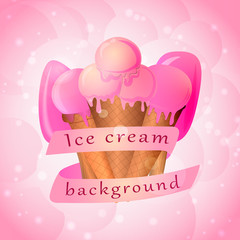 Colorful brochure with ice cream. Vector template.