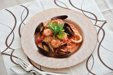 ペスカトーレ、魚介のスパゲティ