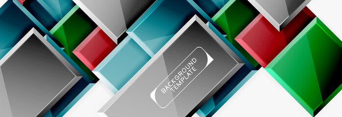 Geometrical design squares abstract banner, glossy shiny effects