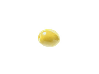 Green whole olive single isolated on white background with clipping path.