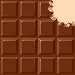 Papier Peint photo autocollant Dessiner Chocolate Sweet Bar avec une bouchée du coin Vector illustration