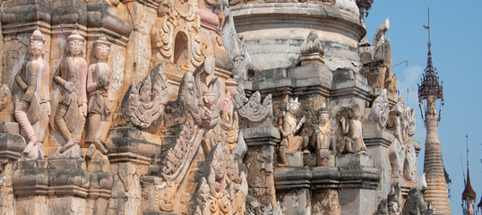 Carvings at the Kakku Pagoda Complex in central Myanmar