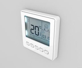 Digital programmable thermostat isolated on white background 3d render