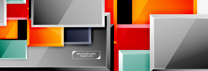 Geometrical design squares abstract banner, glossy shiny effects