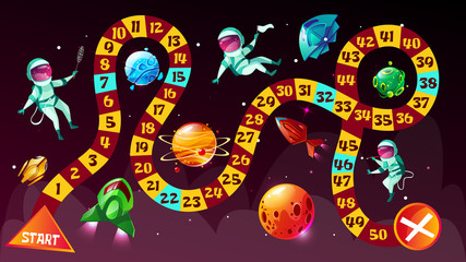 Board game astronauts in space vector cartoon illustration © vardan