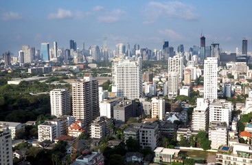 Naklejka premium Skyscrapers in Bangkok skyline, Thailand
