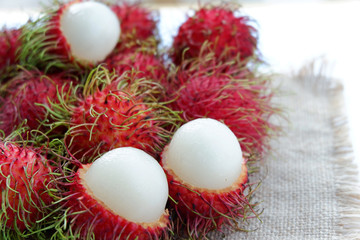 Fresh close up rambutant sweet and delicious fruit isolated.