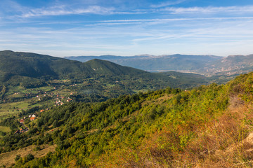 Fototapeta na wymiar View on the Dinaric Alps from viewpoint near Scit, Bosnia and Herzegovina
