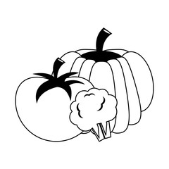 Vegetables healthy food in black and white