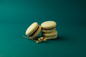  handmade macaron on beautiful background