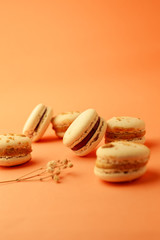  handmade macaron on beautiful background