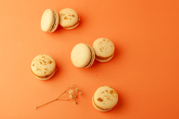  handmade macaron on beautiful background