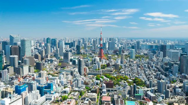 東京風景　タイムラプス　2019年春 青空と新緑 電動回転