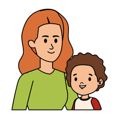 young mother with little son characters