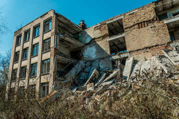 Old abandoned hospital in the city of Pripyat, Ukraine. Consequences of a nuclear explosion at the Chernobyl nuclear power plant	