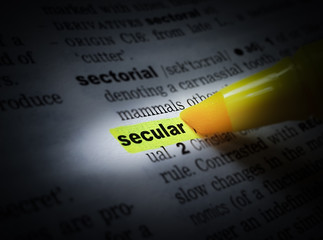 A yellow highlighted word in a page that reads: Secular