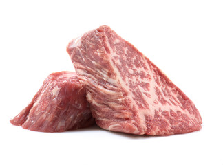Fototapeta premium Raw marbled beef on a a white background