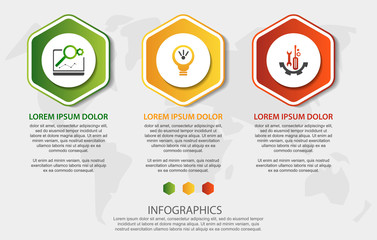 Vector infographic 3D template polygons with rounded corners for three label, diagram, graph, presentation. Business concept with 3 options. For content, flowchart, steps, timeline, workflow. EPS10