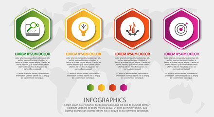 Vector infographic 3D template polygons with rounded corners for four label, diagram, graph, presentation. Business concept with 4 options. For content, flowchart, steps, timeline, workflow. EPS10