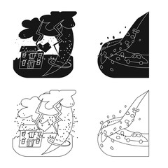 Isolated object of weather and distress logo. Collection of weather and crash stock symbol for web.