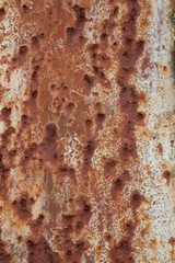 A detailed view of an old and rusting exterior metal surface
