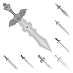 Vector illustration of sharp and blade  symbol. Set of sharp and dagger  stock symbol for web.