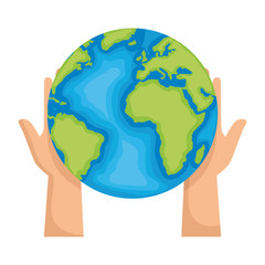 hands lifting world planet earth