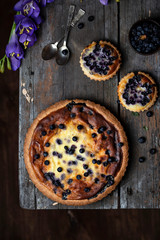 tart with fresh blueberries and sour cream