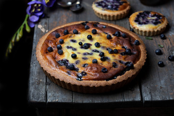 tart with fresh blueberries and sour cream