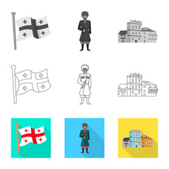 Vector illustration of culture and sightseeing symbol. Set of culture and originality stock symbol for web.