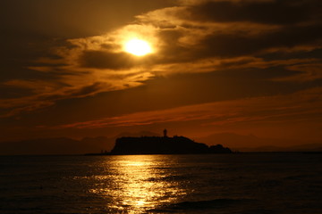 江ノ島と夕日