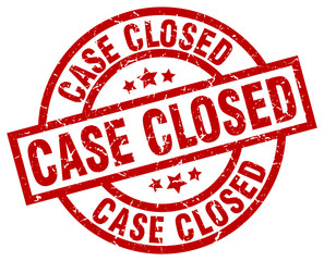 case closed round red grunge stamp