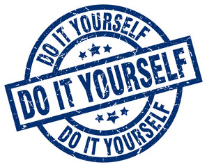 do it yourself blue round grunge stamp