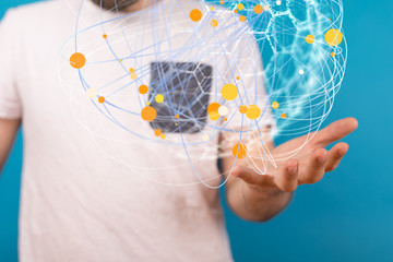 Concept of Network, internet communication. 3d illustration