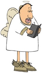 Middle aged white angel singing