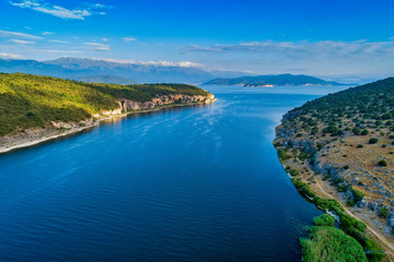 aerial view of the Prespes lake in Northern Greece