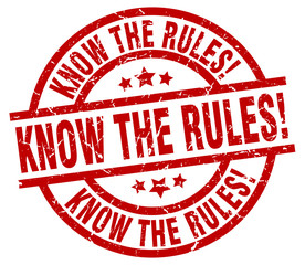 know the rules! round red grunge stamp