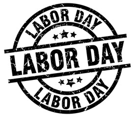 labor day round grunge black stamp