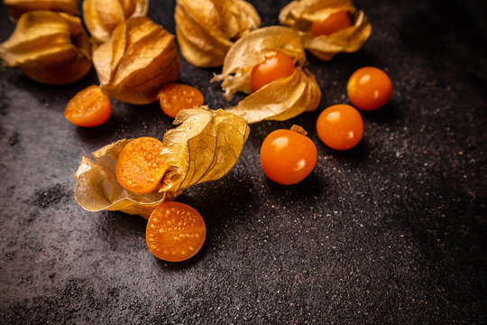 Yellow physalis fruits
