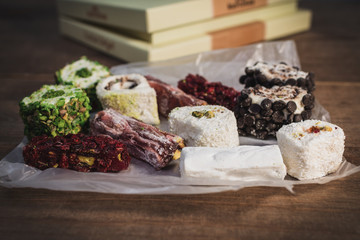 Turkish delight or lokum in a box