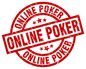 online poker round red grunge stamp