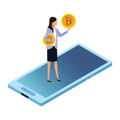 businesswoman with cryptocurrency