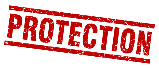 square grunge red protection stamp